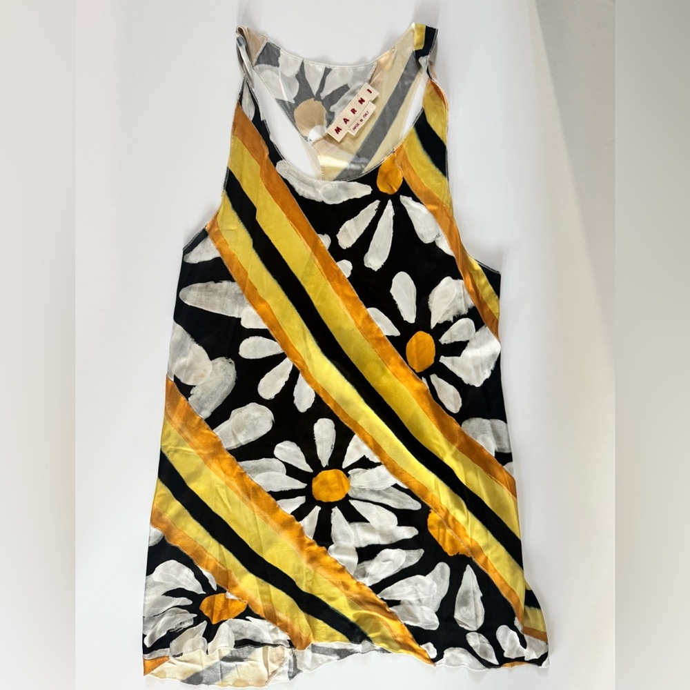 Floral Striped Women's Top - Black, Yellow, White